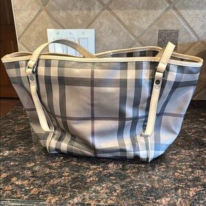 Plaid Beige Designer Tote Bag